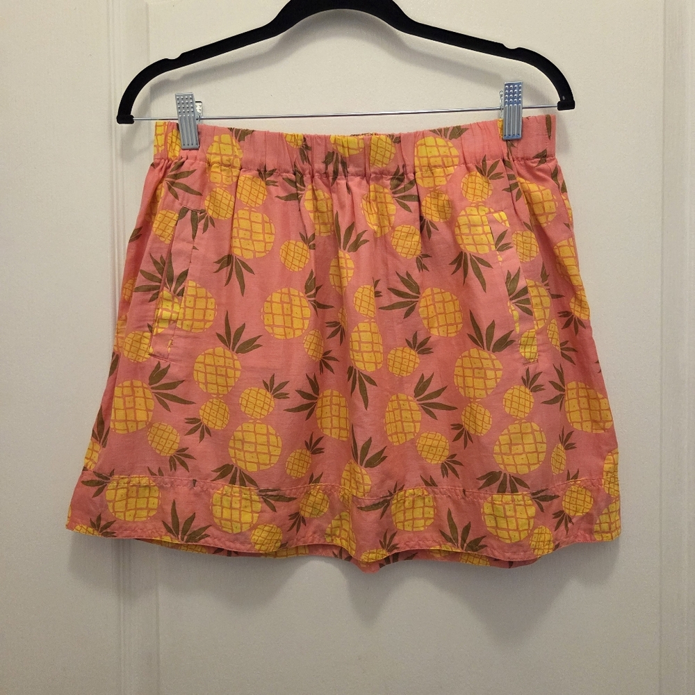 J. Crew j crew factory pineapple pink & yellow women's mini skirt size S Small